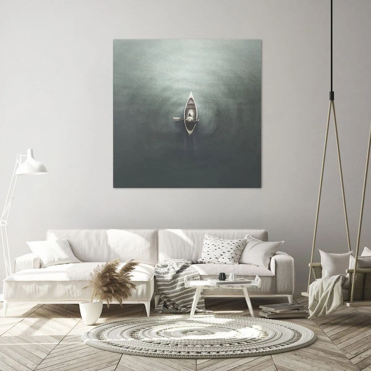 Lærredstryk - Billede på lærred - På tværs af en månelyst sø - 50x50 cm