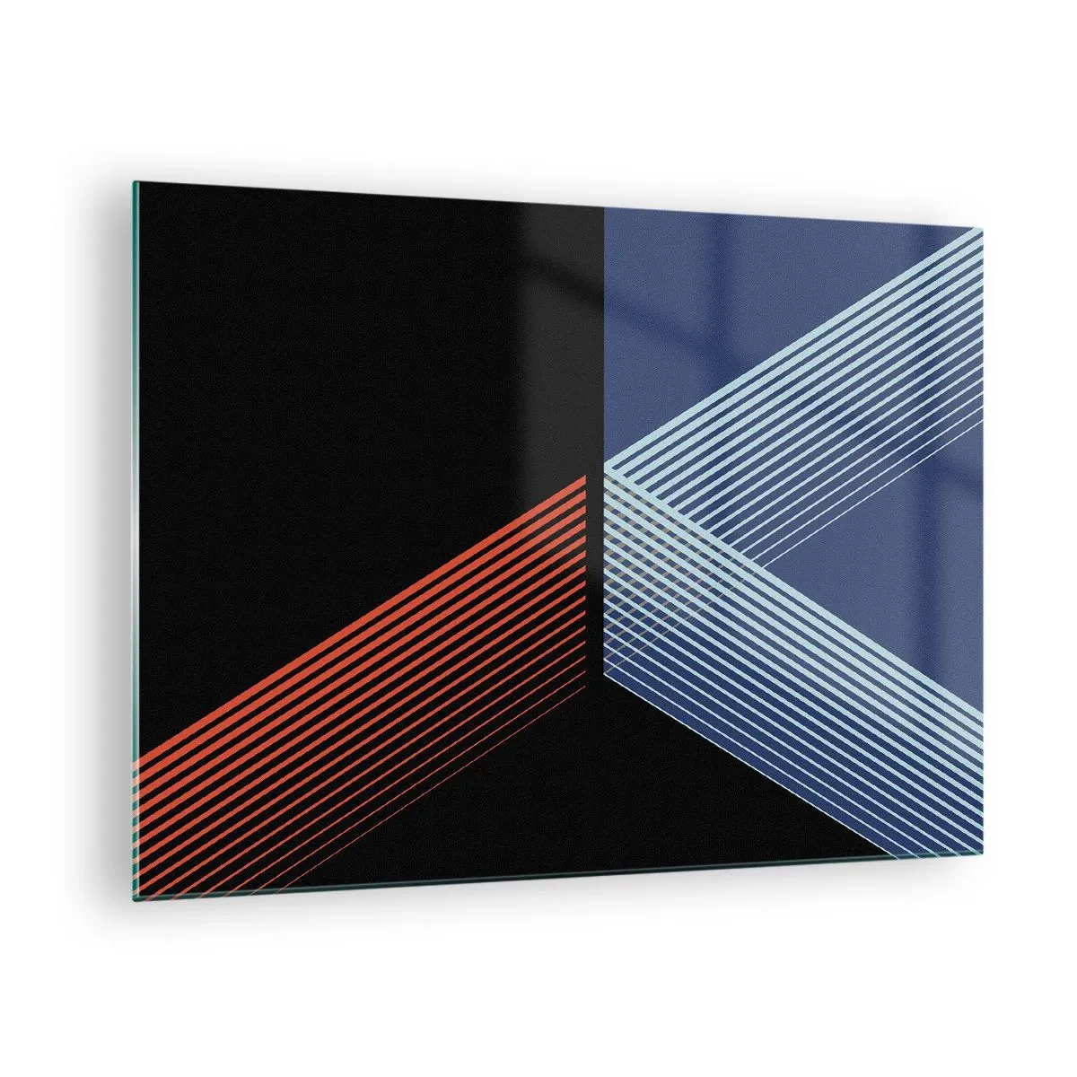 Billede på glas - En moderne geometrisk komposition med linjer og farvekontrast. - 70x50cm - En simpel historie - Moderne vægdekoration til stue og soveværelse ARTTOR