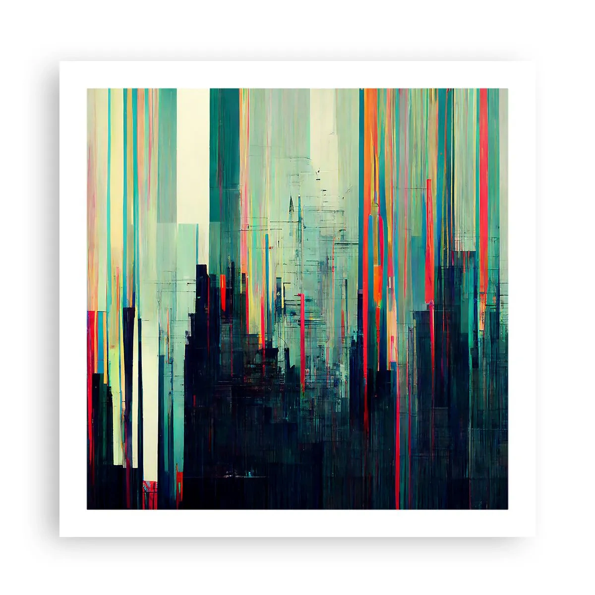 Plakat - Futuristisk by - 60x60 cm