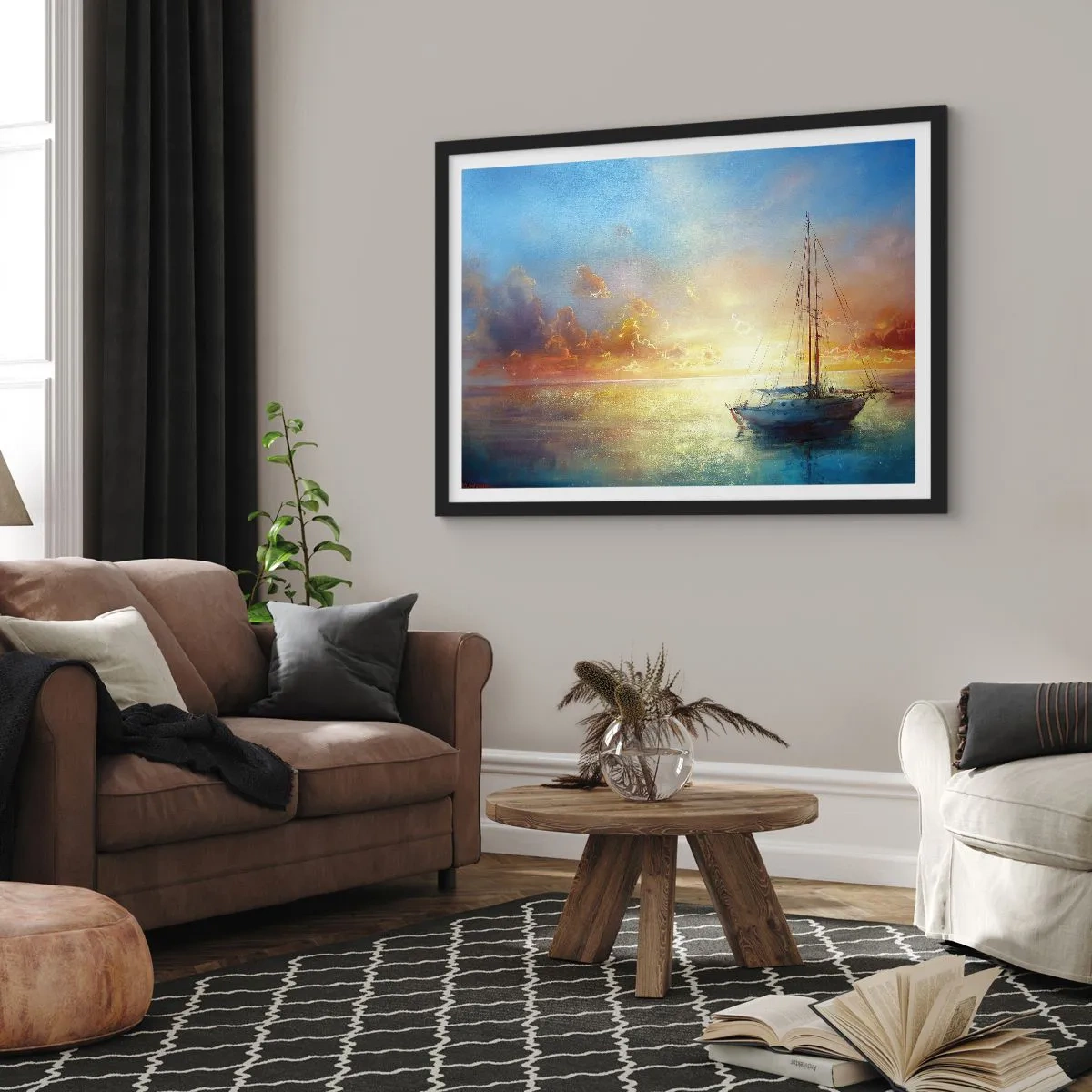 Plakat i sort ramme - I en gylden bugt - 70x50 cm