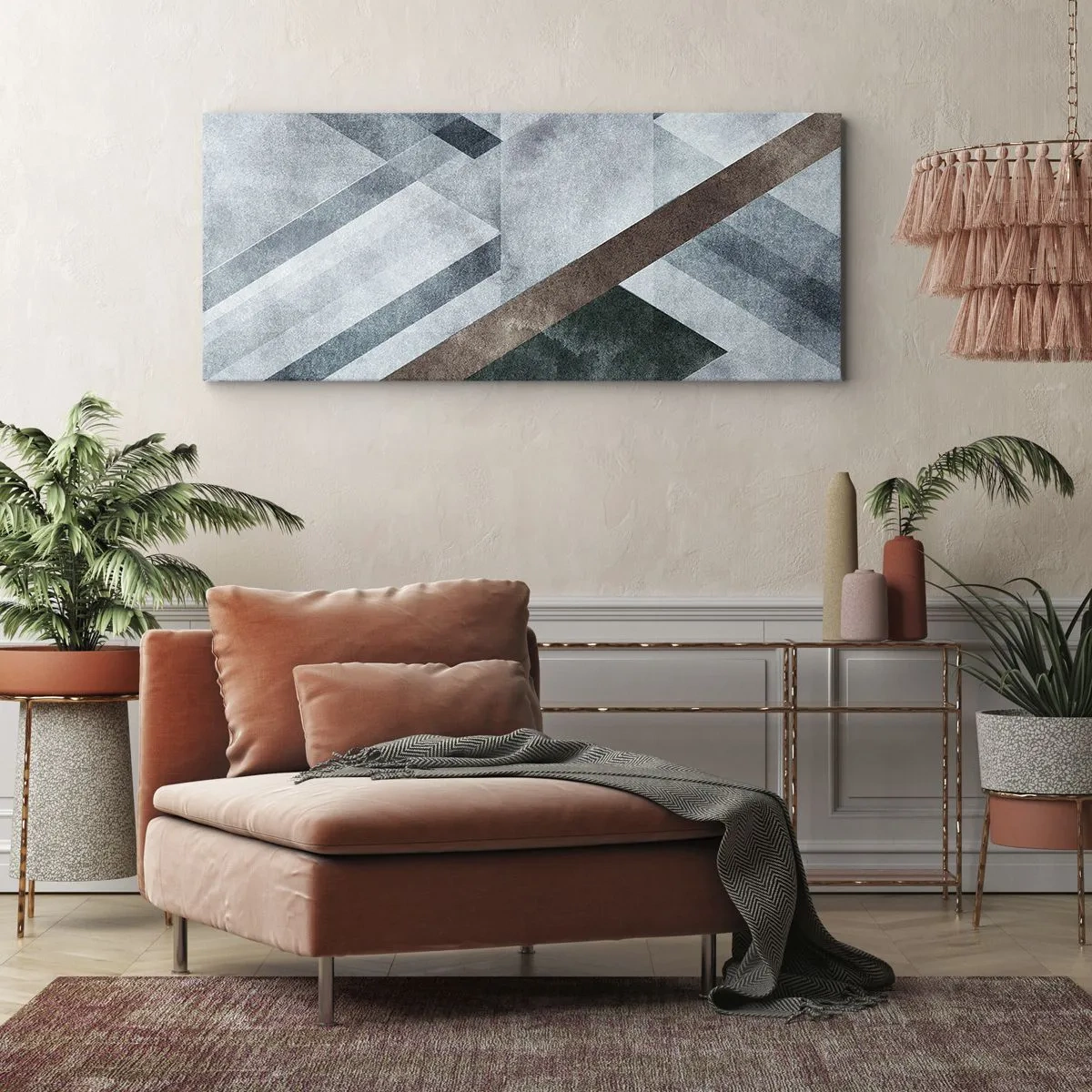 Lærredstryk - Billede på lærred - Sofistikeret elegance i geometri - 140x50 cm