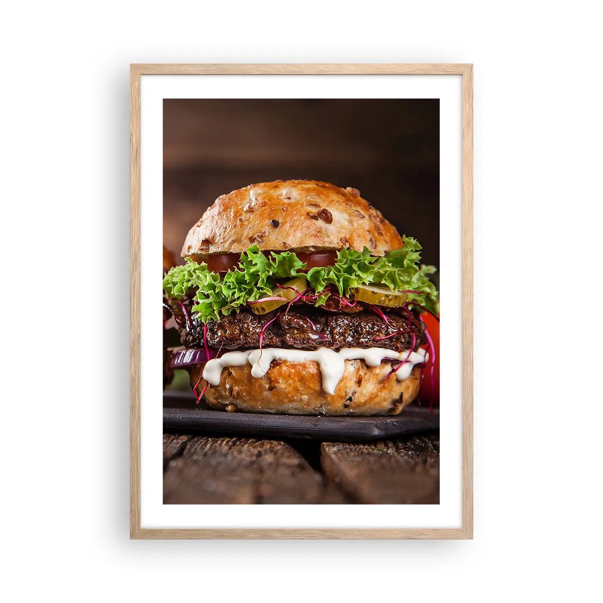 Plakat i ramme af lyst egetræ - American dream - 50x70 cm