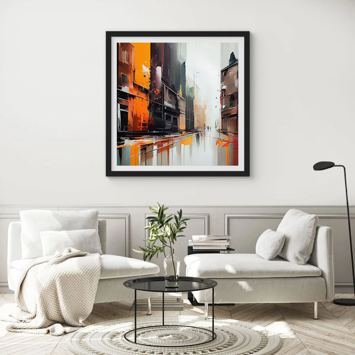 Plakat i sort ramme - Regnfuld dag - 50x50 cm