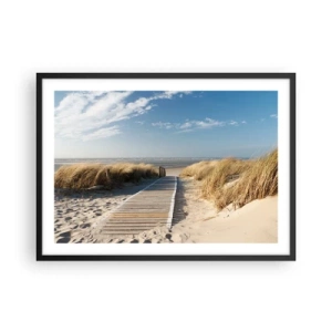 Plakat i sort ramme - Bag klitten, i græssets summen - 70x50 cm