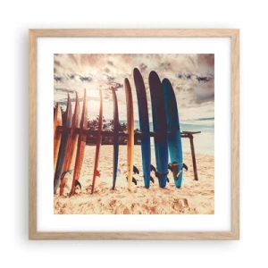 Plakat i ramme af lyst egetræ - Godnat, indtil i morgen - 40x40 cm