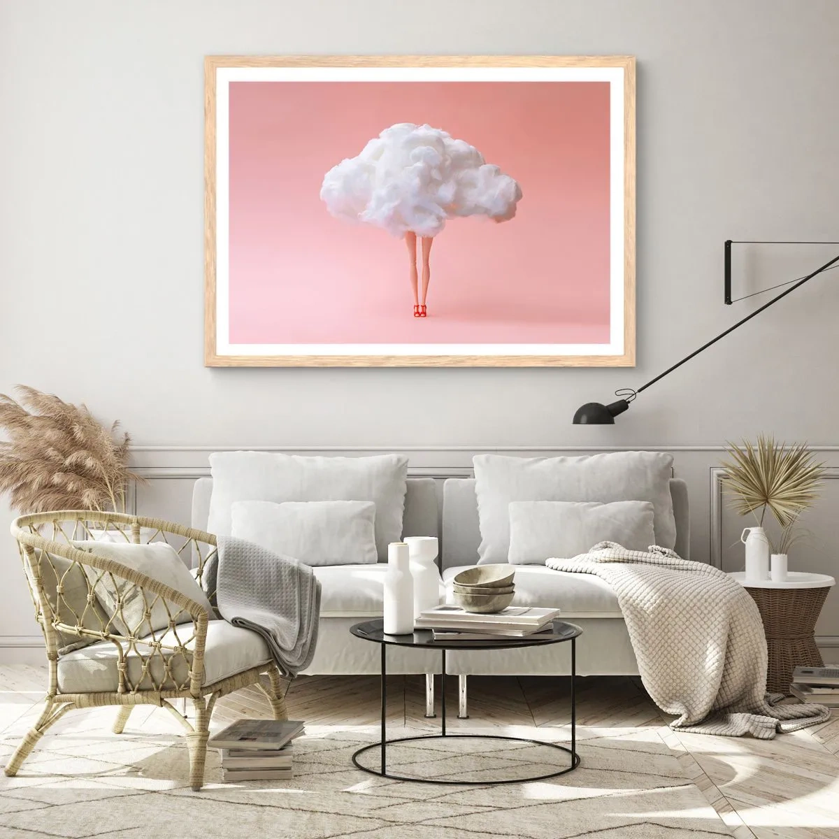 Plakat i ramme af lyst egetræ - Et sødt løfte - 100x70 cm