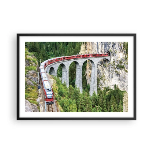 Plakat i sort ramme - Udsigt over bjergene til gengæld - 70x50 cm