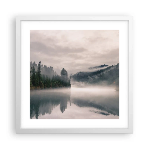 Plakat i hvid ramme - I drømmen, i tågen - 40x40 cm