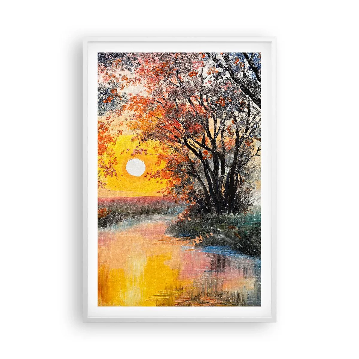 Plakat i hvid ramme - Efterårs atmosfære - 61x91 cm