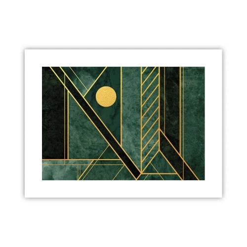 Plakat - Dynamikken i guld og azurblå - 40x30 cm