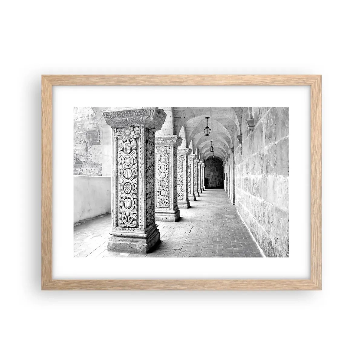 Plakat i ramme af lyst egetræ - Og hvor går det hen...? - 40x30 cm