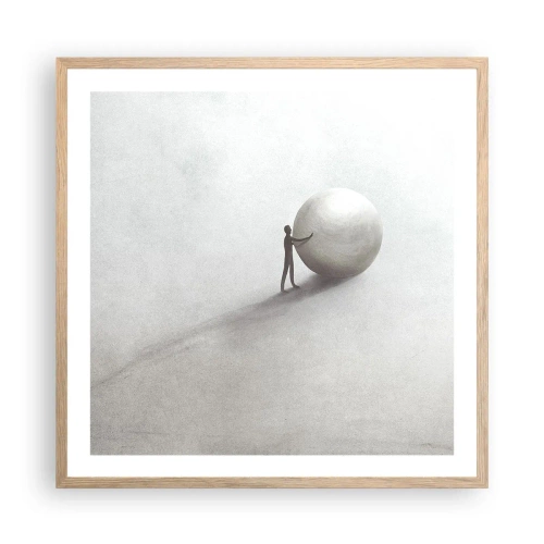 Plakat i ramme af lyst egetræ - Livets spil - 60x60 cm