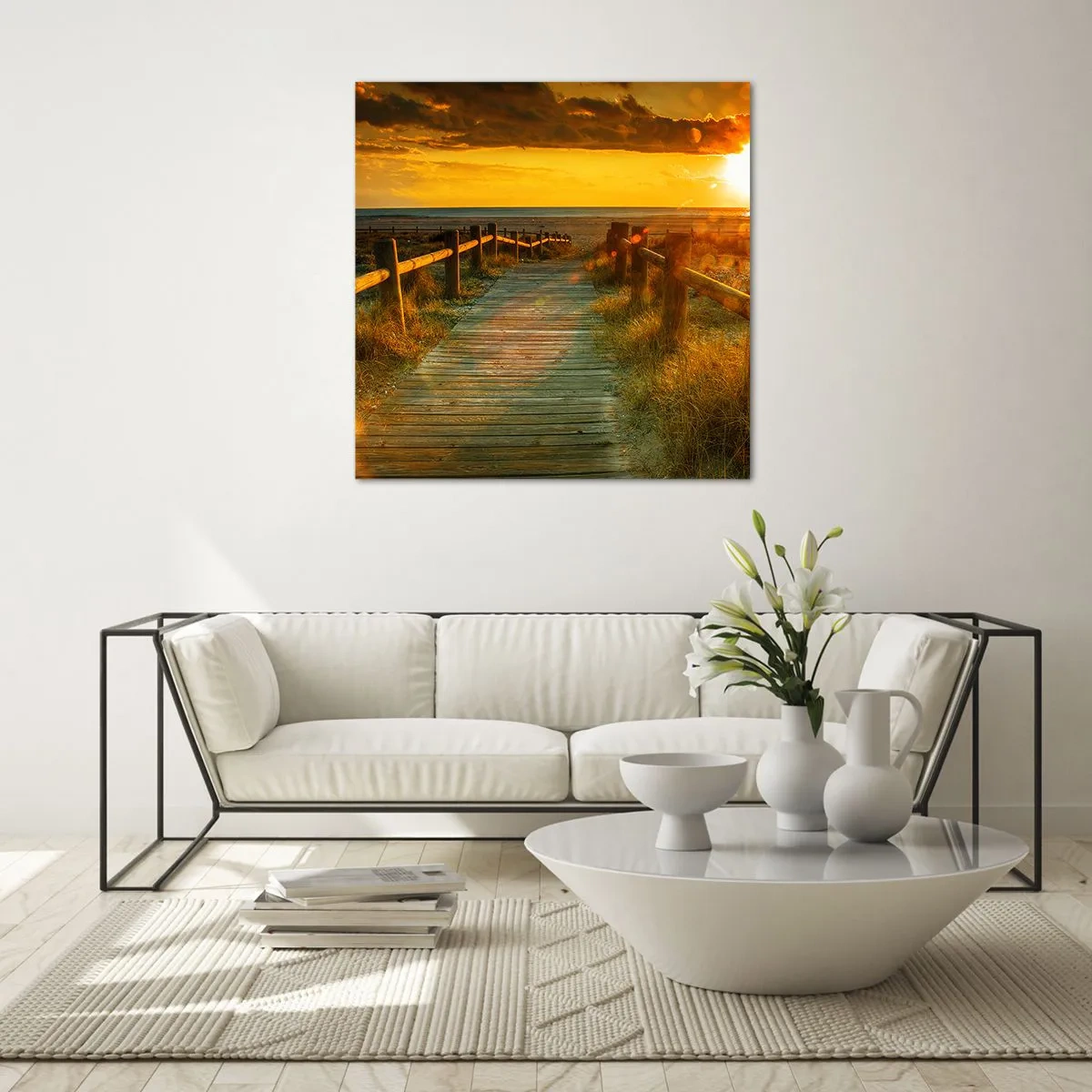 Billede på glas - Badet i gammelt guld - 60x60 cm