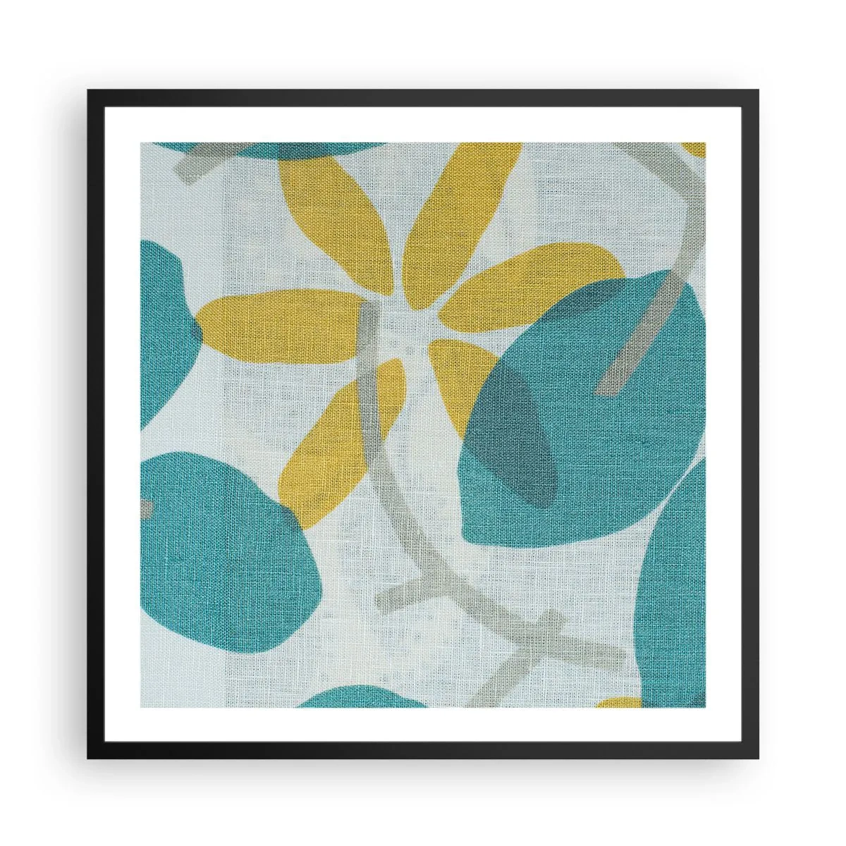 Plakat i sort ramme - Blandt azurblå blade - 60x60 cm