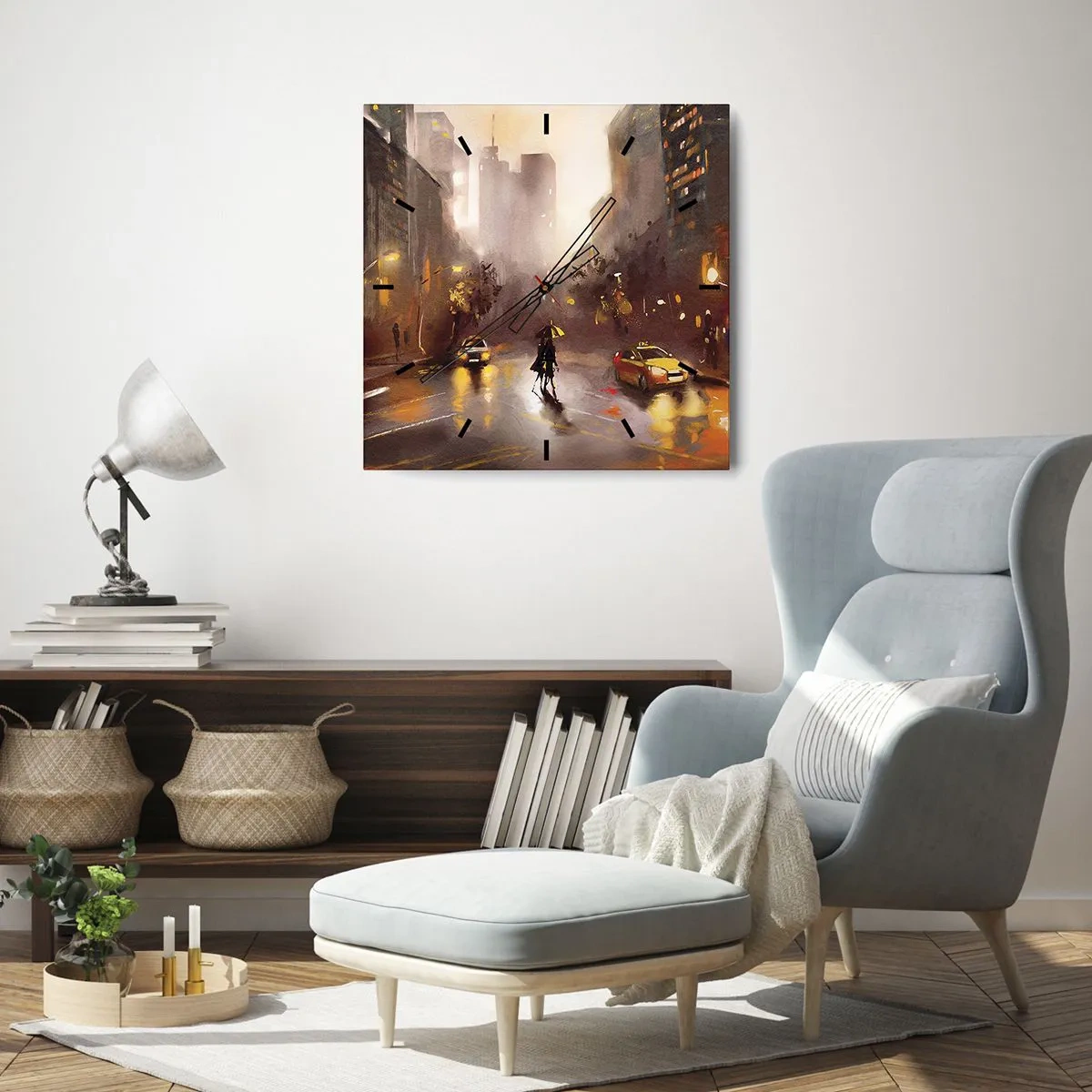 Vægur, Uret - Til New Yorks lys - 40x40 cm