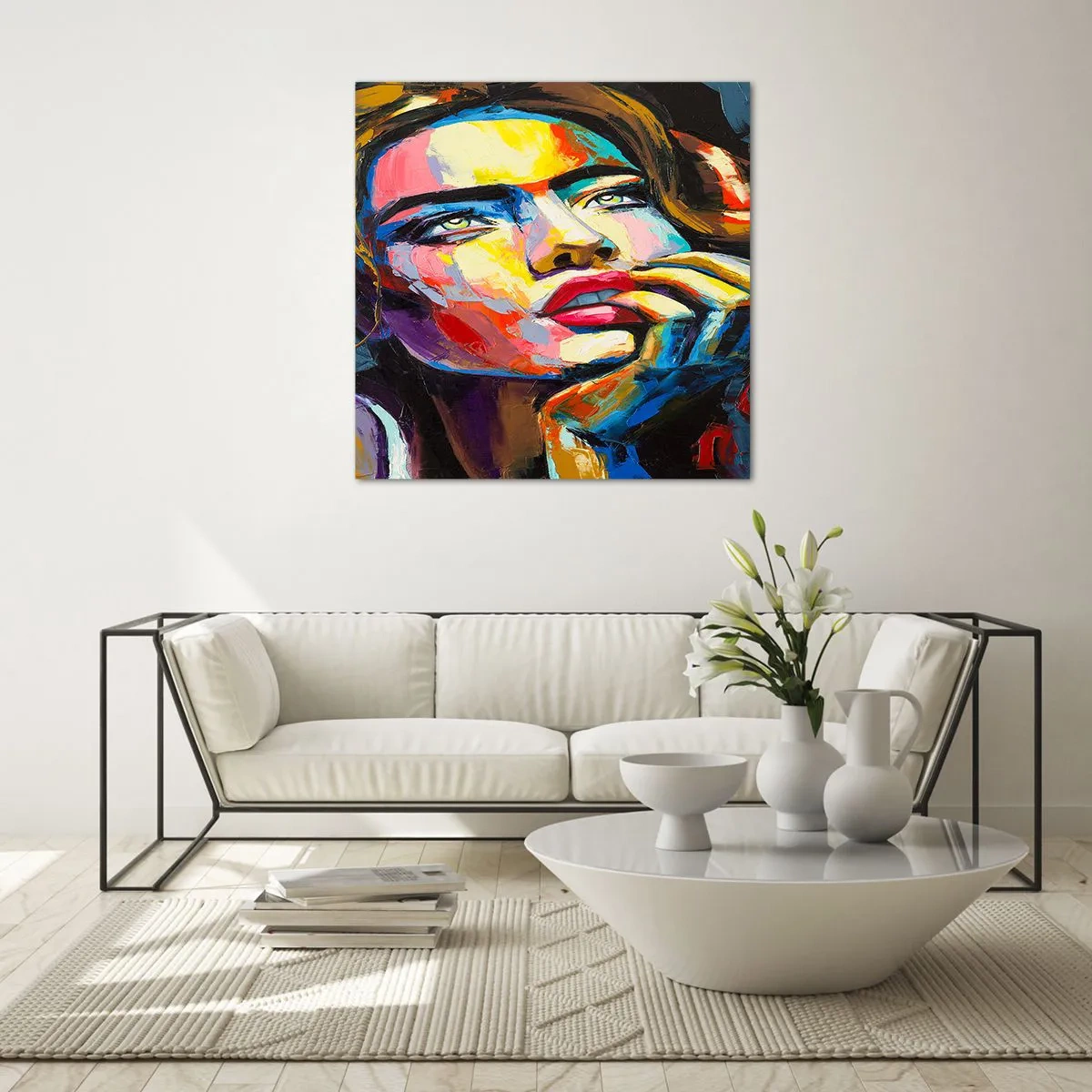 Billede på glas - Drømme som fugle svæver gennem himlen - 70x70 cm