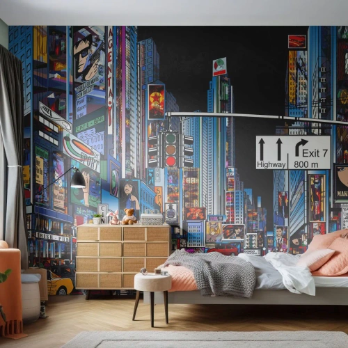 Fototapet Premium Sand - En komisk stor aften - By, Arkitektur, New York - 100x70 cm