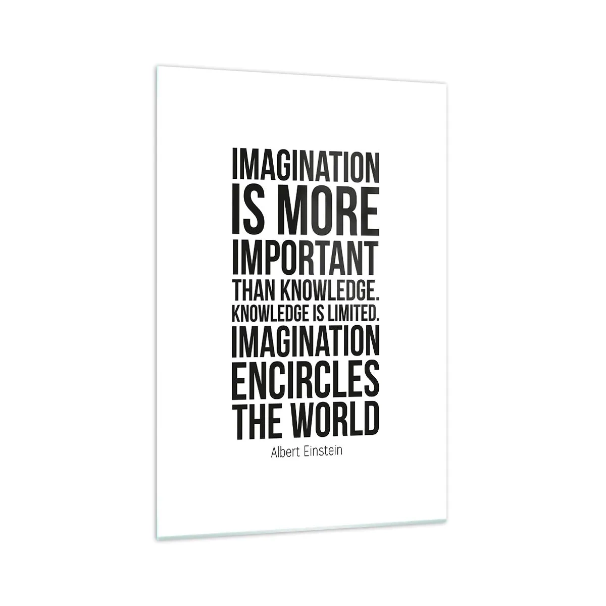Billede på glas - Einstein om fantasiens kraft - 70x100 cm