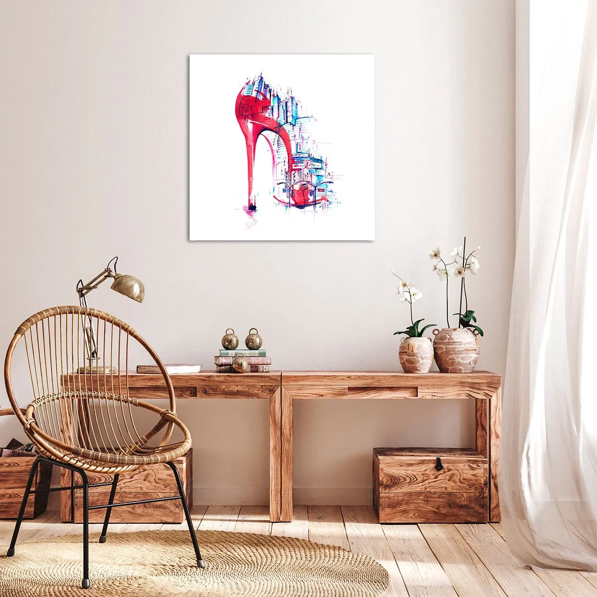 Lærredstryk - Billede på lærred - Elegant kvinde fra storbyen - 60x60 cm