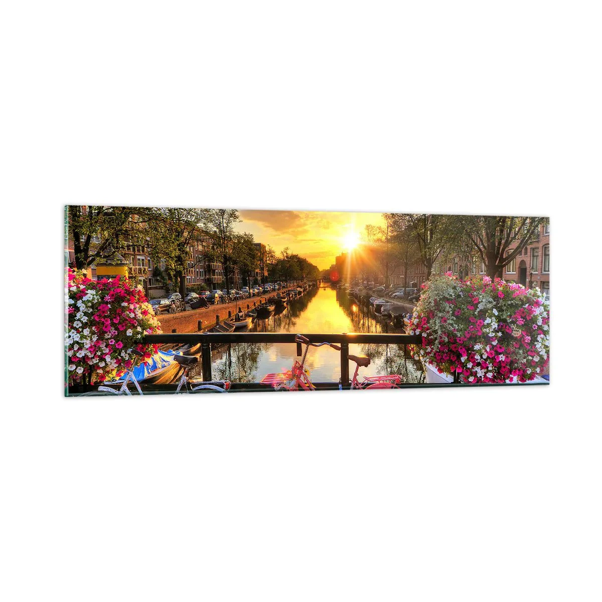 Billede på glas - Forårsmorgen i Amsterdam - 90x30 cm