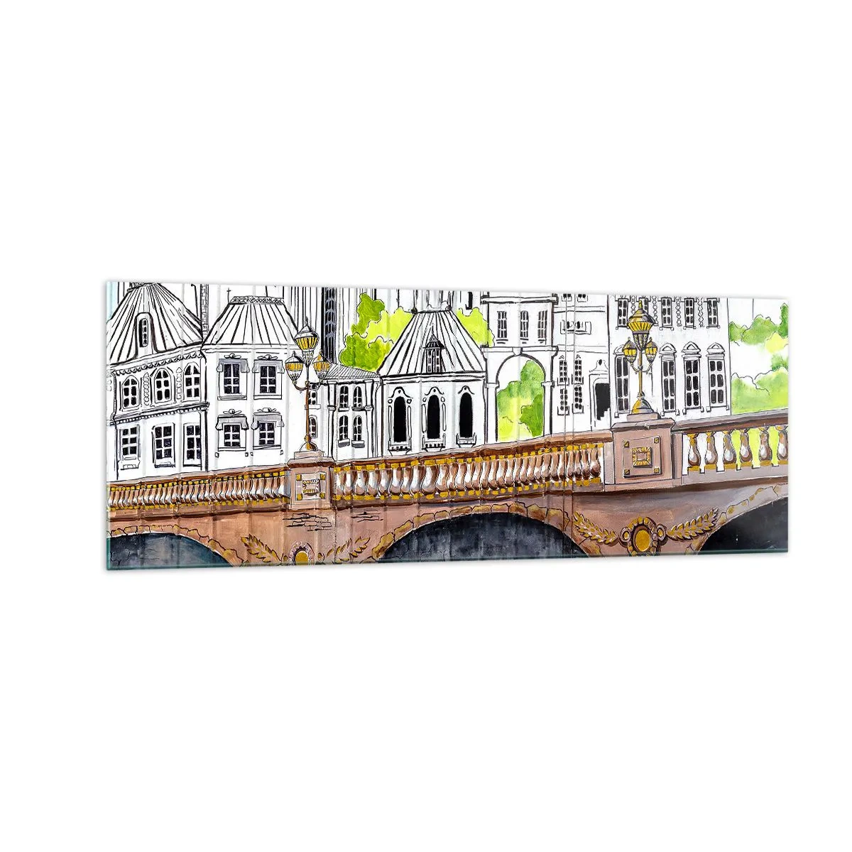 Billede på glas - Byen som den er malet - 140x50 cm