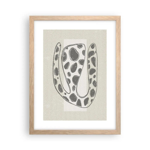 Plakat i ramme af lyst egetræ - Bizart væsen - 30x40 cm