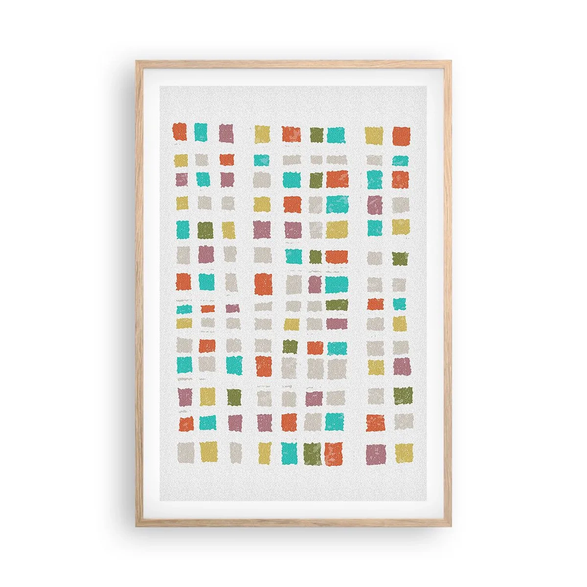 Plakat i ramme af lyst egetræ - Ukendt leg - 61x91 cm