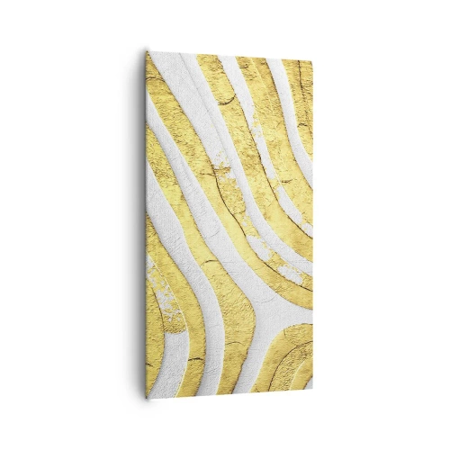 Lærredstryk - Billede på lærred - Sammensætning i hvidt og guld - 65x120 cm