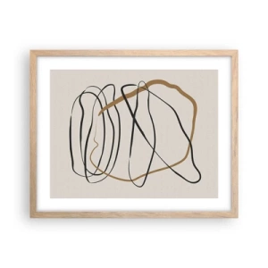 Plakat i ramme af lyst egetræ - Komposition - dans i besiddelse - 50x40 cm