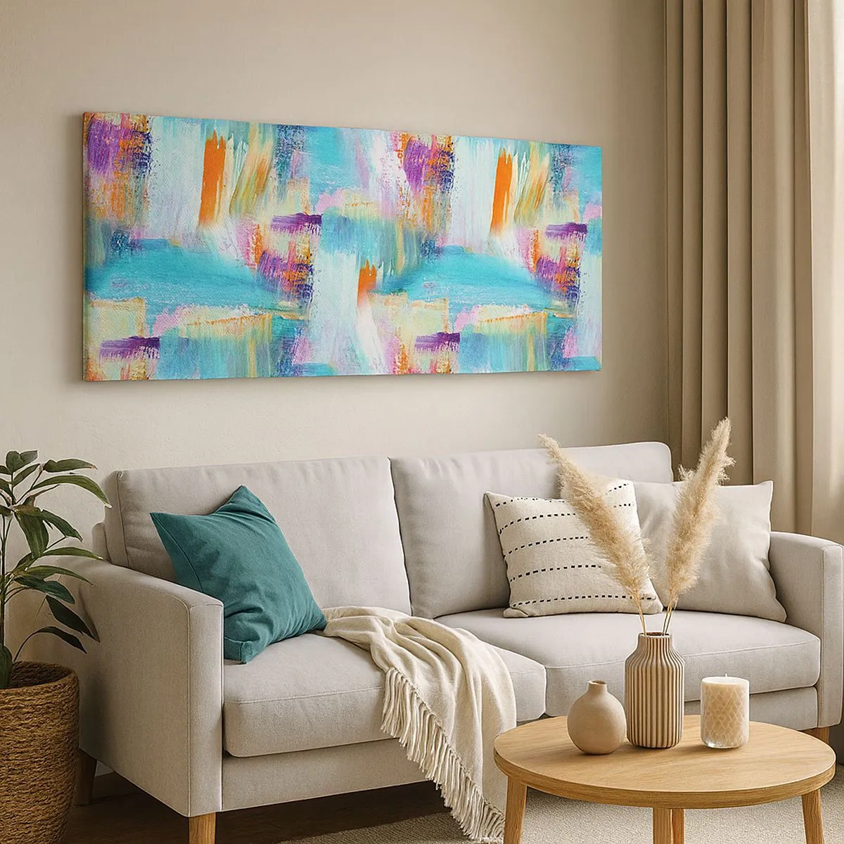 Lærredstryk - Billede på lærred - Munter mazel topper - 100x40 cm