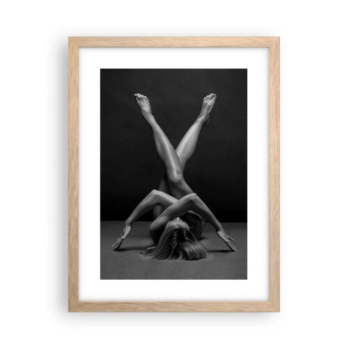 Plakat i ramme af lyst egetræ - Nøgenhedens geometri - 30x40 cm