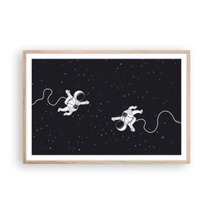 Plakat i ramme af lyst egetræ - Rummet vikler sig sammen - 91x61 cm