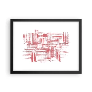 Plakat i sort ramme - Rød by - 40x30 cm