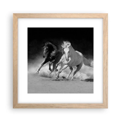 Plakat i ramme af lyst egetræ - Frihedens galop - 30x30 cm