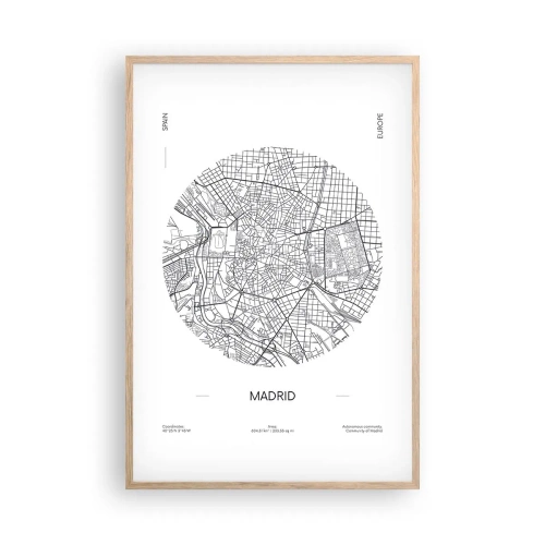 Plakat i ramme af lyst egetræ - Madrids anatomi - 61x91 cm