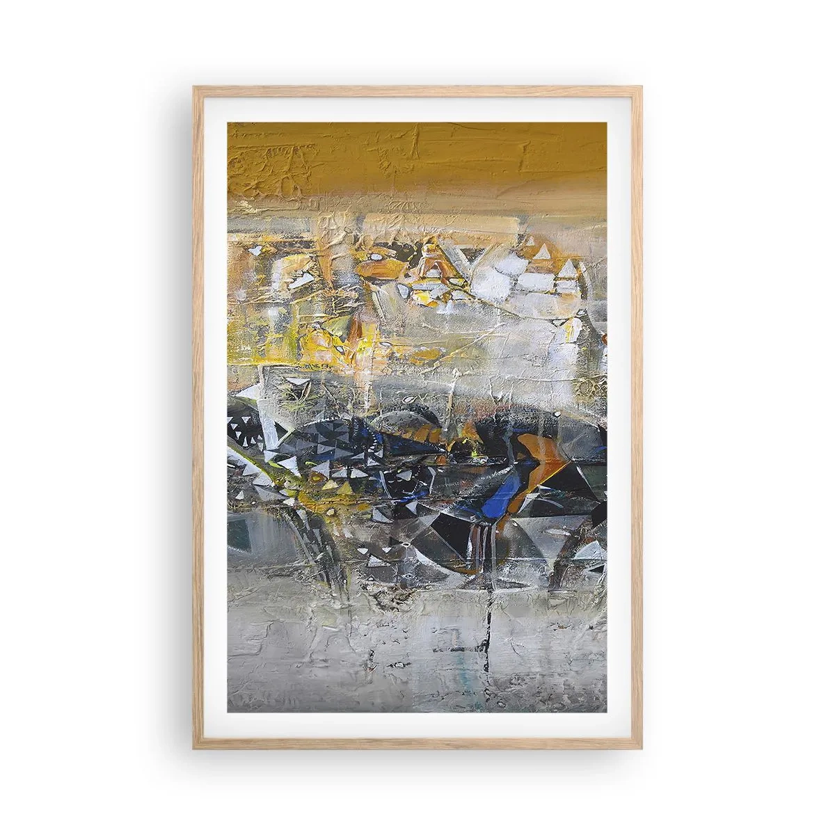 Plakat i ramme af lyst egetræ - Alt vil falde på plads - 61x91 cm