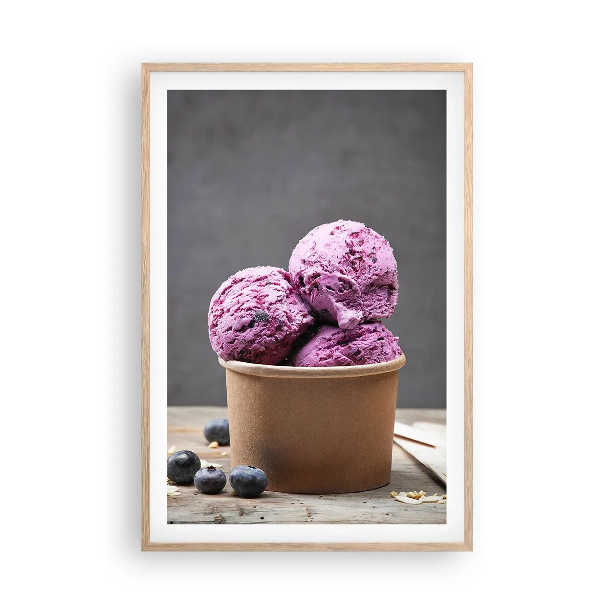 Plakat i ramme af lyst egetræ - Sødme og kølighed - 61x91 cm