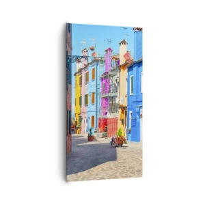 Lærredstryk - Billede på lærred - Byen "Under papegøjer” - 65x120 cm