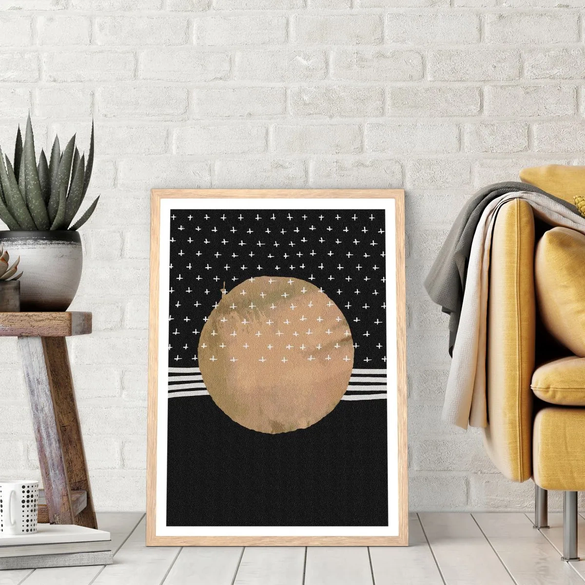 Plakat i ramme af lyst egetræ - Komposition: galaksens flag - 50x70 cm