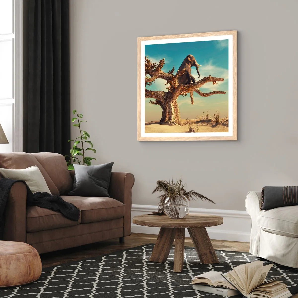 Plakat i ramme af lyst egetræ - Et nyt synspunkt - 50x50 cm