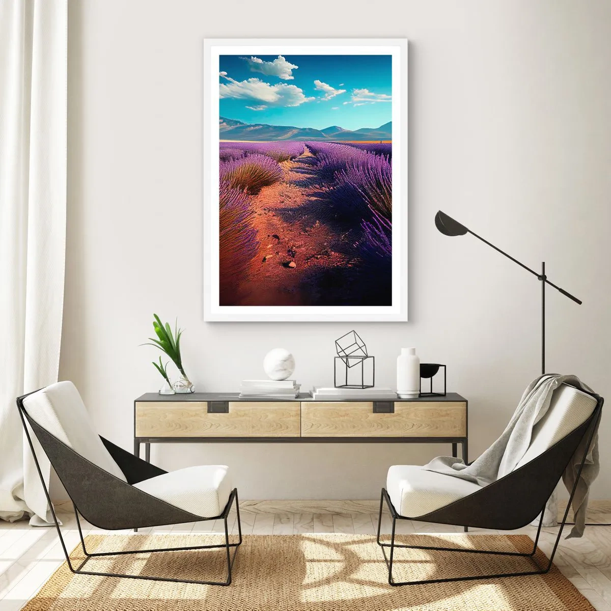 Plakat i hvid ramme - Duftende marker - 70x100 cm