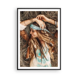 Plakat i sort ramme - På vej til kærlighedens sommer - 70x100 cm