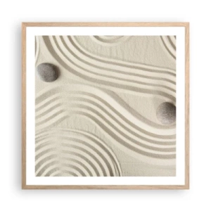 Plakat i ramme af lyst egetræ - Et strejf af varme - 60x60 cm