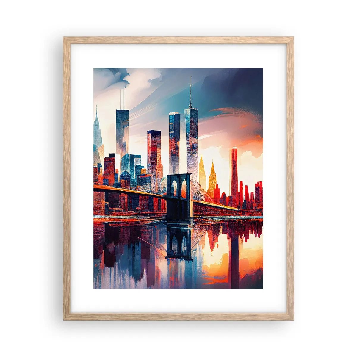 Plakat i ramme af lyst egetræ - Fænomenale New York - 40x50 cm
