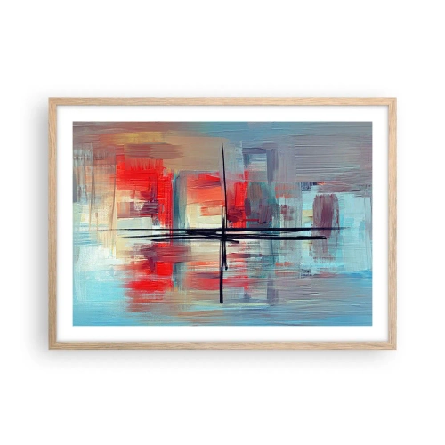 Plakat i ramme af lyst egetræ - Landskab i en ukendt dimension - 70x50 cm