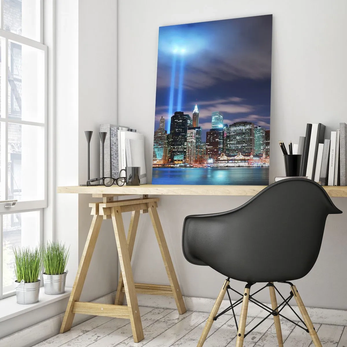 Billede på glas - Ræk mod himlen med lys - 50x70 cm