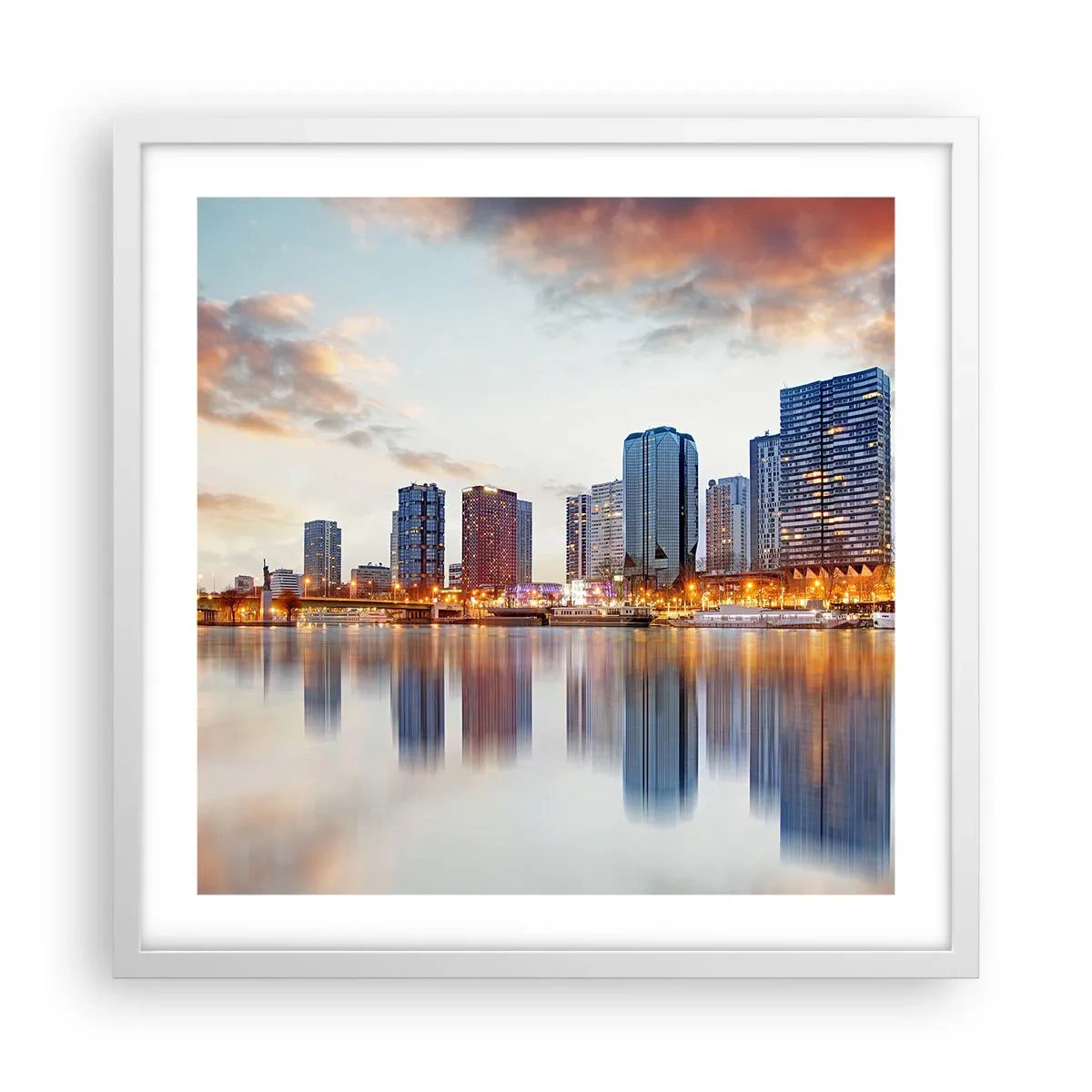 Plakat i hvid ramme - Den monumentale ro i Paris - 50x50 cm