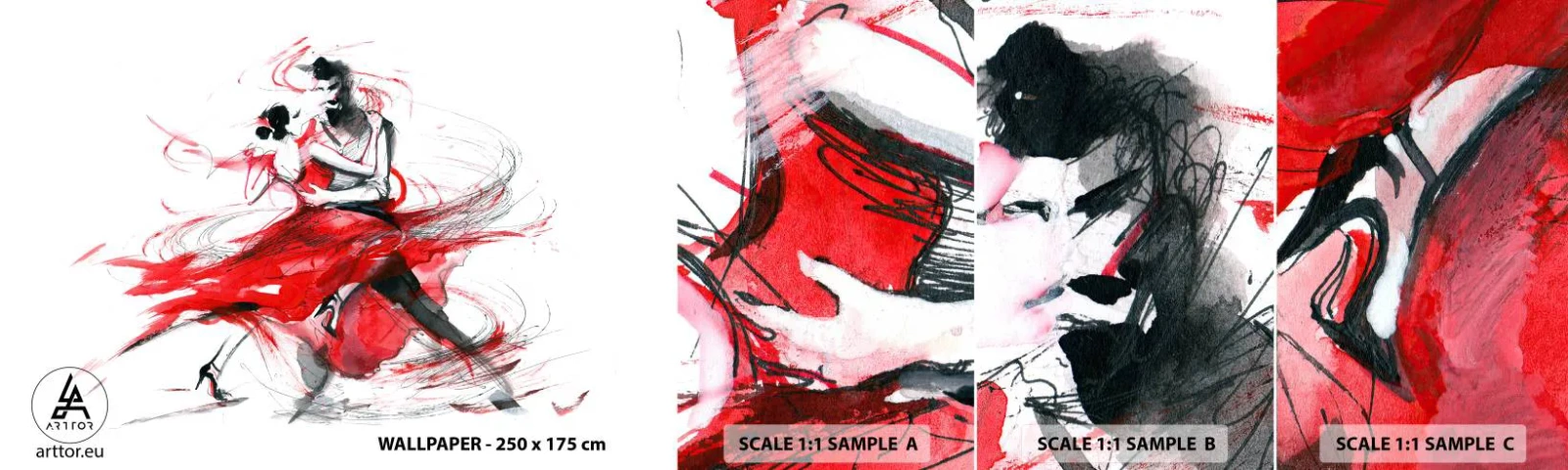 Prøve Fototapet Selvklæbende Deluxe Sticker - Tango - passionens rytme - Abstraktion, Dans, Danser - 100x30 cm