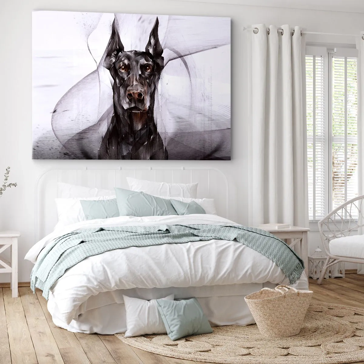 Lærredstryk - Billede på lærred - Abstrakt portræt af en hund i en kunstnerisk tilgang - 70x50cm - Nobelt født - Moderne vægdekoration til stue og soveværelse ARTTOR
