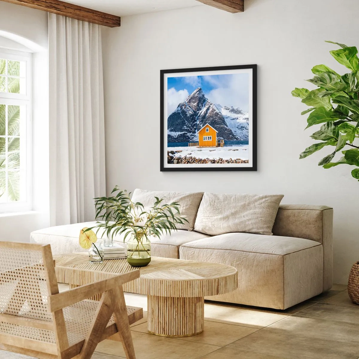 Plakat i sort ramme - Skandinavisk ferie - 30x30 cm